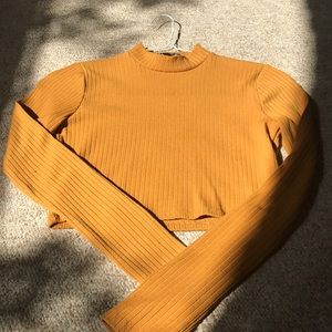 new mustard-color mock neck top